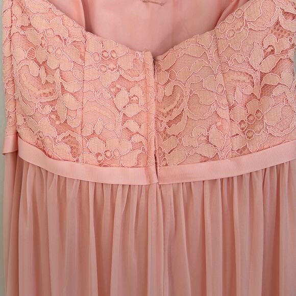 David's Bridal Bellini Lace and Mesh Long Strapless Dress - Picture 7 of 9